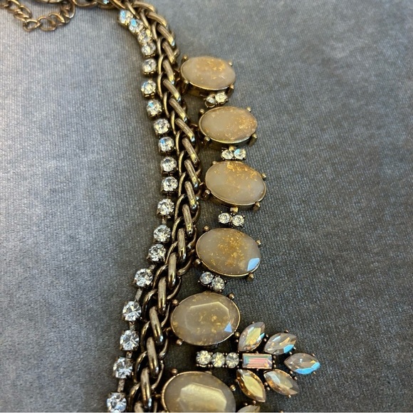 Aldo tan brown aurora borealis teardrop chain statement necklace wedding prom - Picture 8 of 11